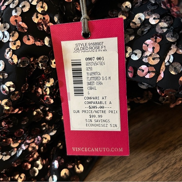 Vince Camuto Sparkling Black and Pink Mini Dress - Picture 8 of 15